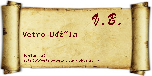Vetro Béla névjegykártya